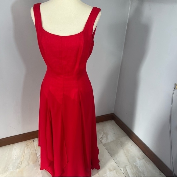 Vintage Kamisato  Geary Roark red linen maxi dress classic formal cocktail vacay - Picture 3 of 12